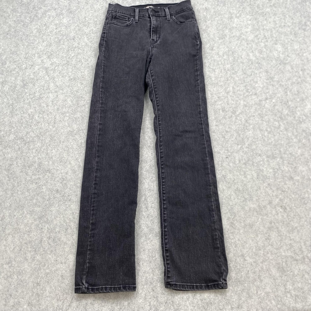 Levi's 724 High Rise Straight Jeans Womens 26 (24x28) Gray Dark Wash Stretch